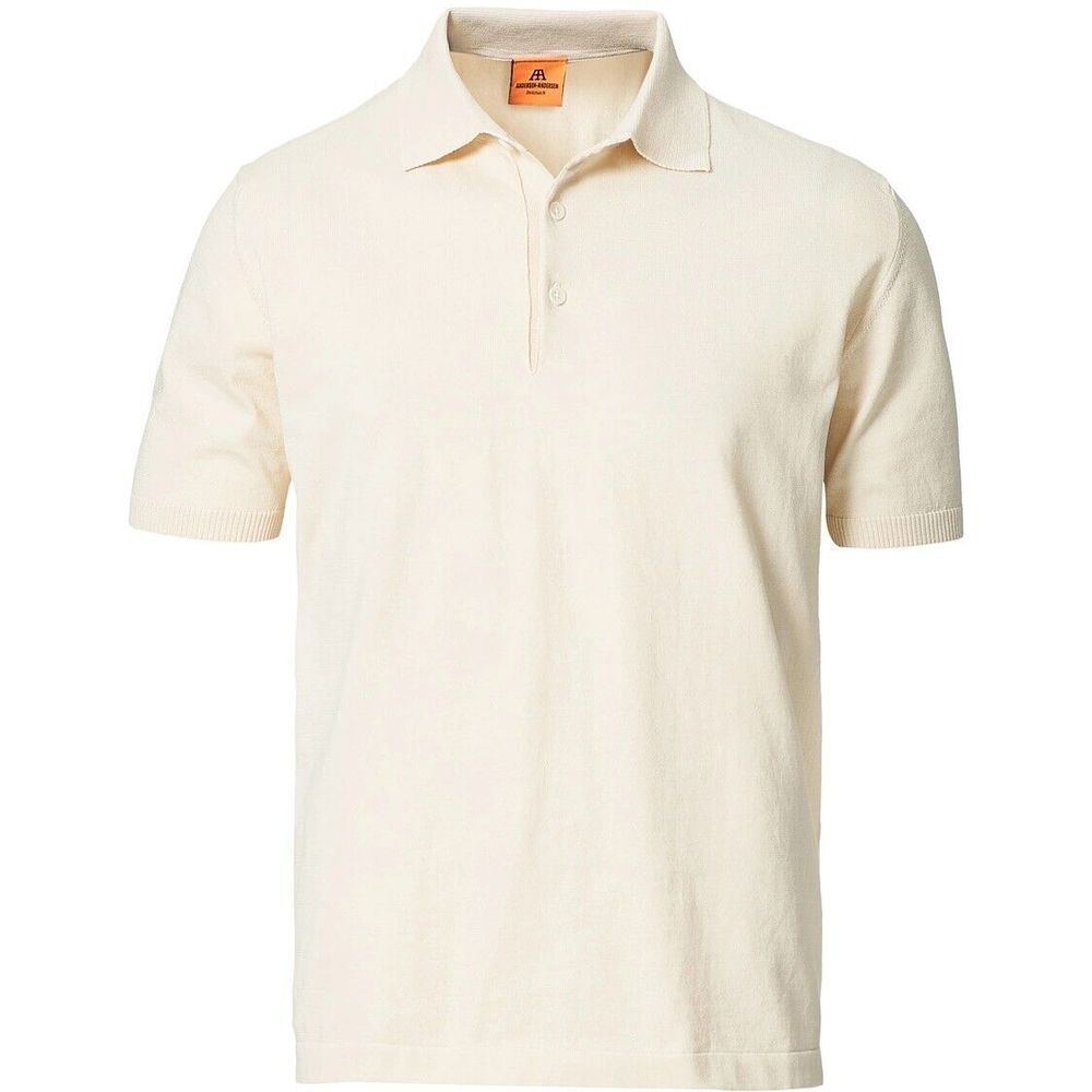 Andersen-Andersen Denmark Polo Shirt Cream‎ Ivory Size M Luxury Casual Preppy